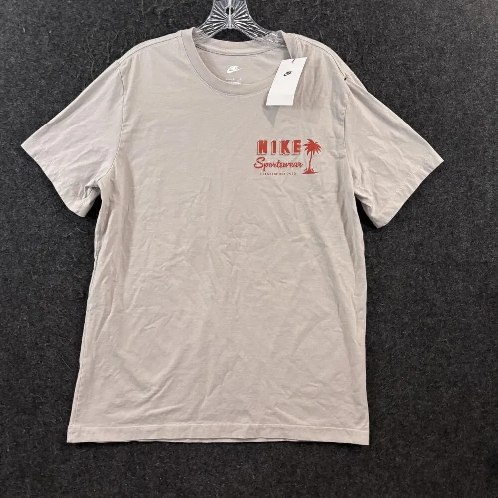 Nike Sportswear Shirt Men's Large Gray Tropical Graphic Tee HV4627-012